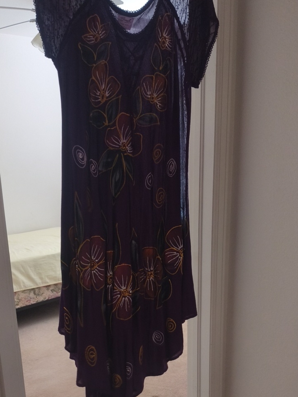 Boho Purple Floral Lace-Up Maxi Dress